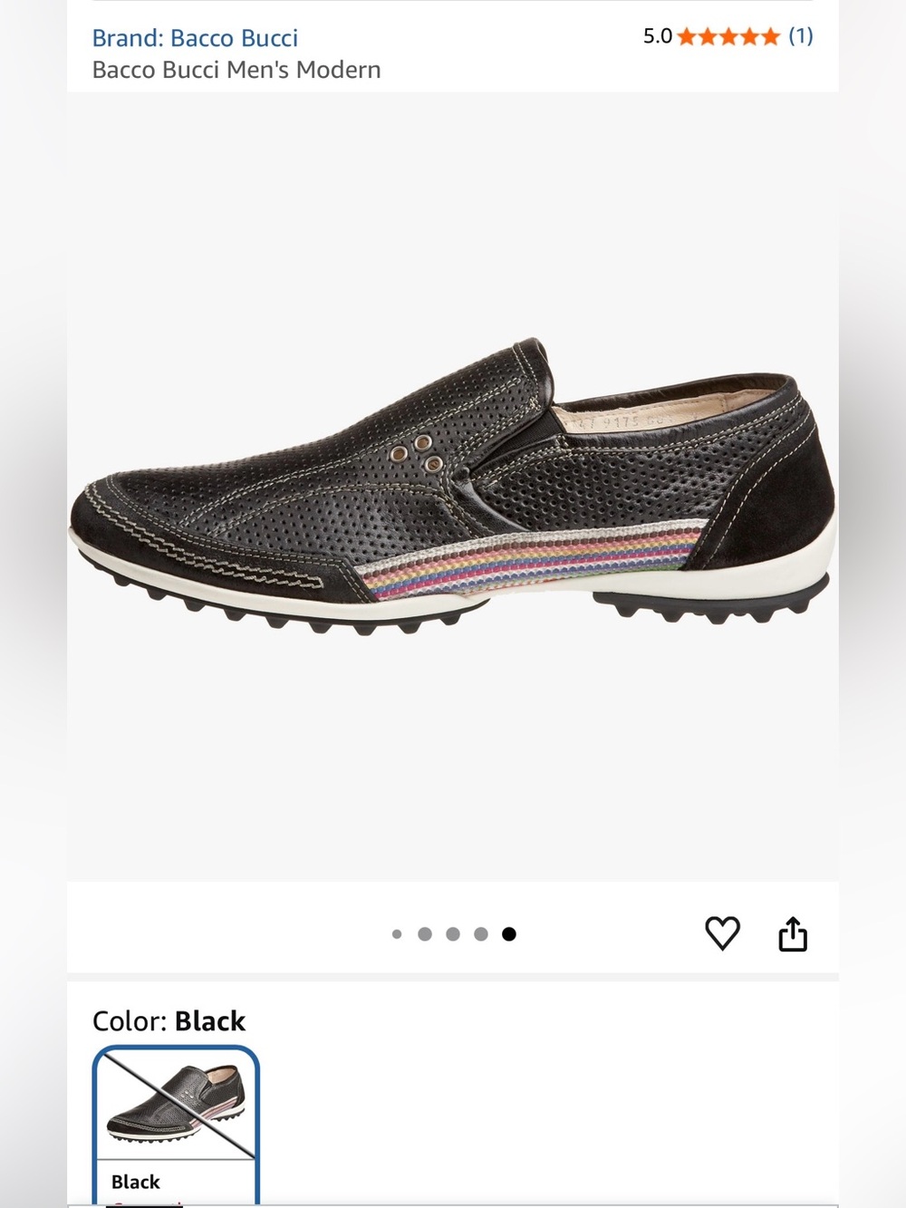Bacon Bucci Men's Black Slip-On Shoes with Multicolor Stripe size 10.5